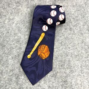 Vintage Fratello Mens Necktie Baseball Sports Handmade Blue 61"x 3.75" Office
